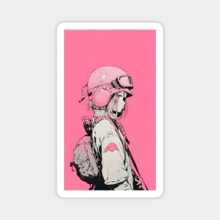 Pink Manga Anime Girl in Shonen Japanese Aesthetic Magnet