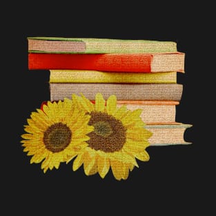 Books and sunflowers vintage T-Shirt