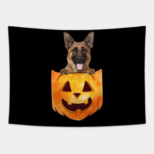 German Shepherd Dog In Pumpkin Pocket Halloween Tapestry