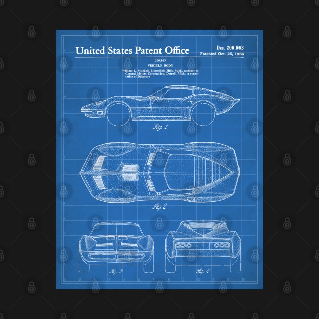 Corvette Patent - Vintage Corvette Art - Blueprint by patentpress