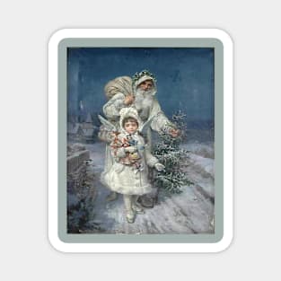 Vintage Father Christmas Angel Girl Magnet