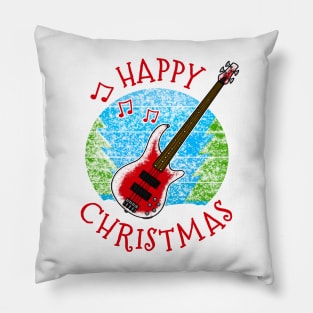 Christmas Bass Guitar Bassist Musician Xmas 2022 Pillow