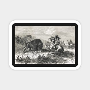 Indians hunting Buffalo in the 19th century Magnet