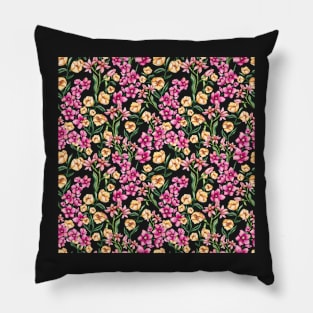 Bright Yellow and Pink Flowers Pillow