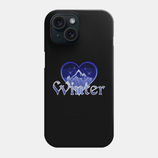 Winter Mountains Heart Retro Sunset Phone Case