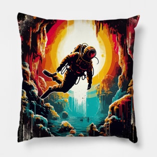 Retro Vintage Cave Diving Pillow