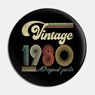 Retro Vintage 1980 44th Birthday Gift Men Women 44 Years Old Pin