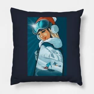 Retro Ski Bunny Pillow