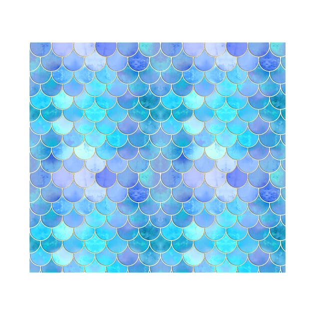 Aqua Pearlescent & Gold Mermaid Scale Pattern by tanyadraws