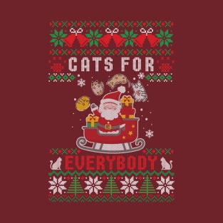 Santa has cats for everybody ugly christmas sweater T-Shirt