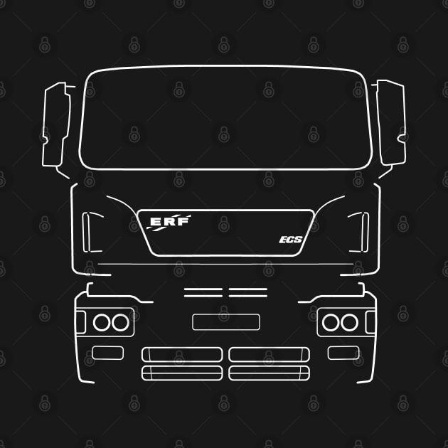 Classic ERF ECS lorry white outline graphic by soitwouldseem