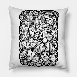 Lots of Little Bats - Black Outlined Version Pillow