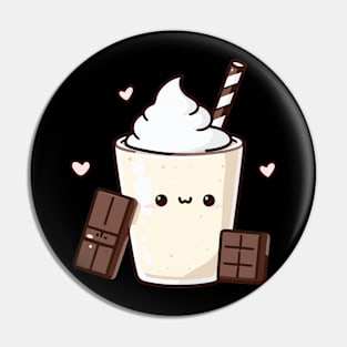 Kawaii Vanilla Milkshake and Chocolate with Hearts | Design for Kawaii Food Lovers Pin