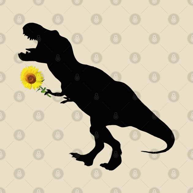 Sunflower and T rex dinosaur kind good heart by Collagedream