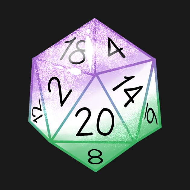 Genderqueer Pride D20 Dice by theoneKierce