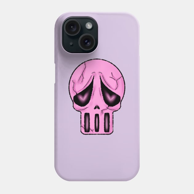 Pink Sad Skull with Hearts in Eyes. Skull in Love. Halloween Skull. Phone Case by LinoLuno