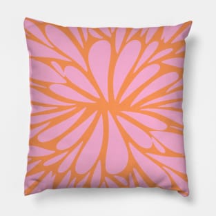 Retro abstract floral burst - pastel pink and orange Pillow