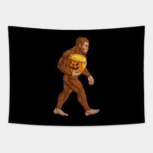 Bigfoot Sasquatch Halloween Trumpkin Pumpkin Spooky Vibes Tapestry