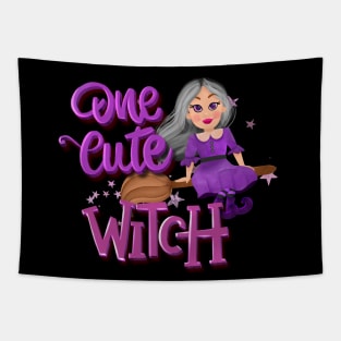 One cute witch in a broom Tapestry