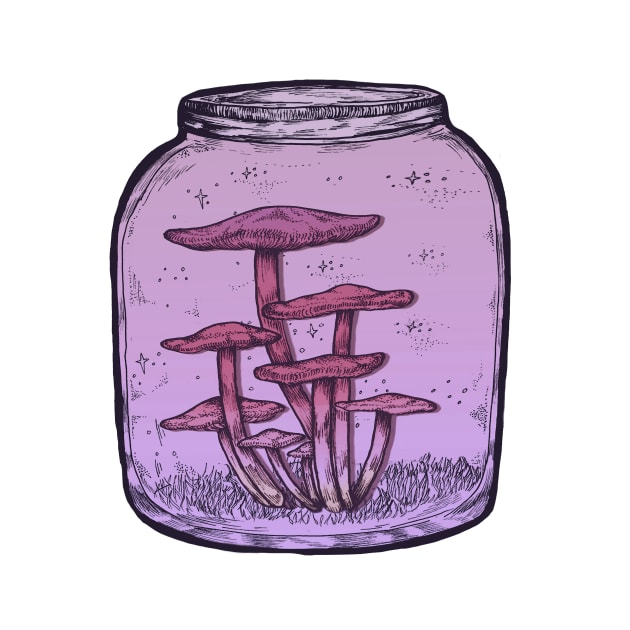 Purple Mushroom Jar || Psychedelic Illustration by chrystakay
