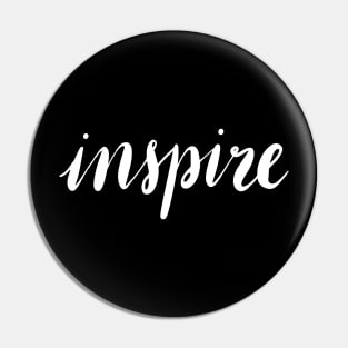 Inspire, Inspire word in white stylised font Pin