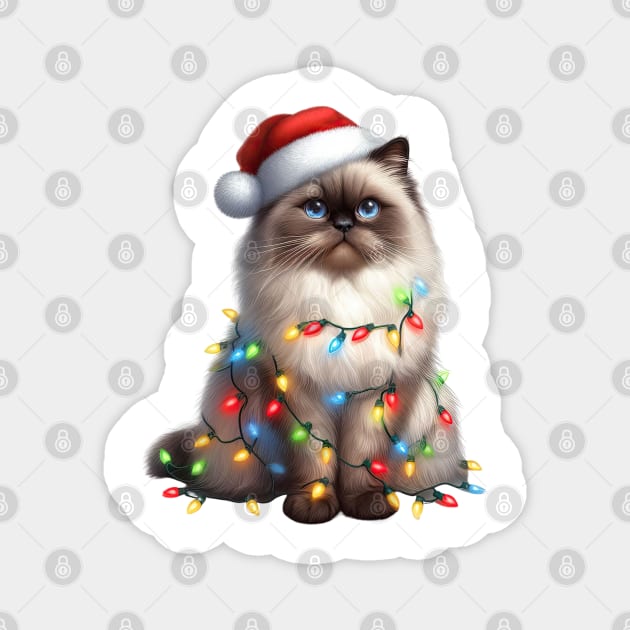 Christmas Himalayan Cat Magnet by Chromatic Fusion Studio