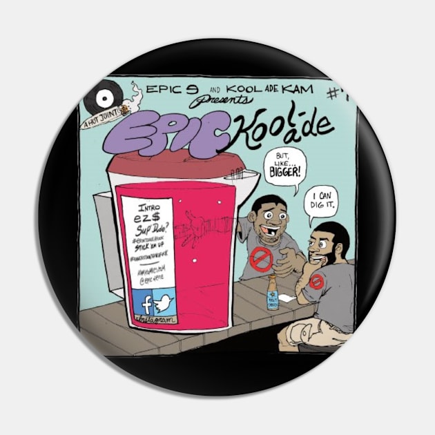 Support Kam Komics: EPICKOOL-ADE album Tshirt Pin by Kam Komics 