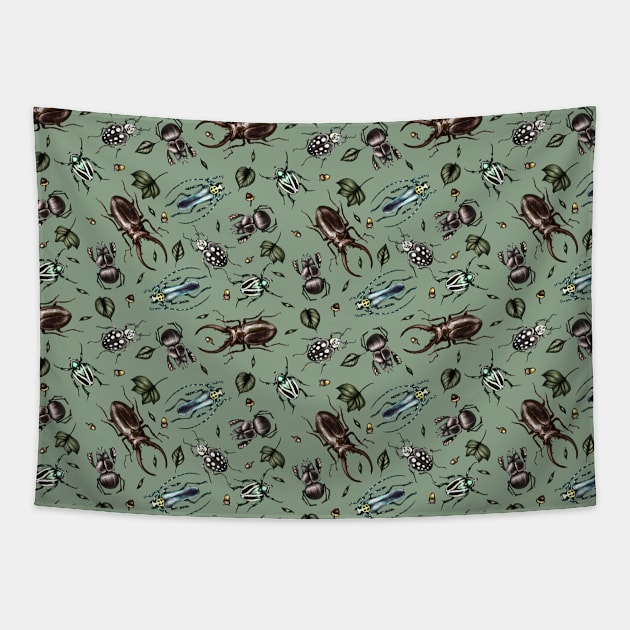 Beetle pattern - Insect collection Tapestry by MonoMano