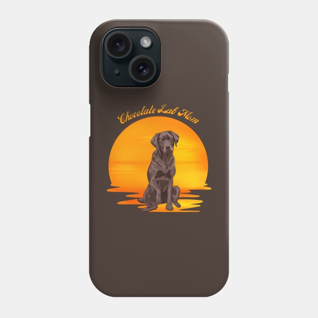 Retro Sunset Chocolate Lab Mom Phone Case by jlee