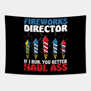 Fireworks Director If I Run We All Run - Funny 4th Of July Tapestry