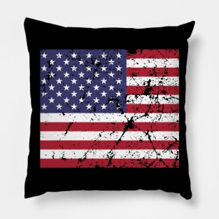 USA Flag distressed and grunge style Pillow