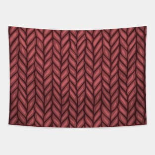 Deep Red Winter Knit Pattern Drawing Tapestry