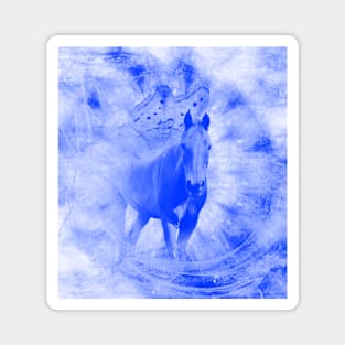 Blue pegasus in mysterious mandala landscape Magnet