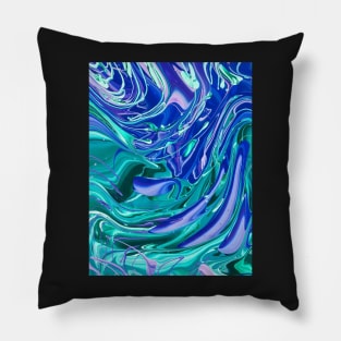 Malachite and Amethyst - Abstract Acrylic Pour Pillow