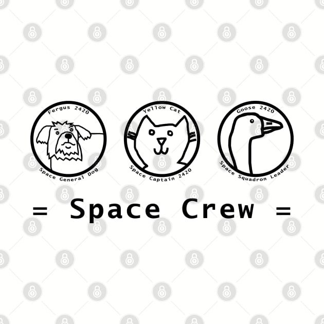 Space Crew 2420 Animals Line Drawing by ellenhenryart