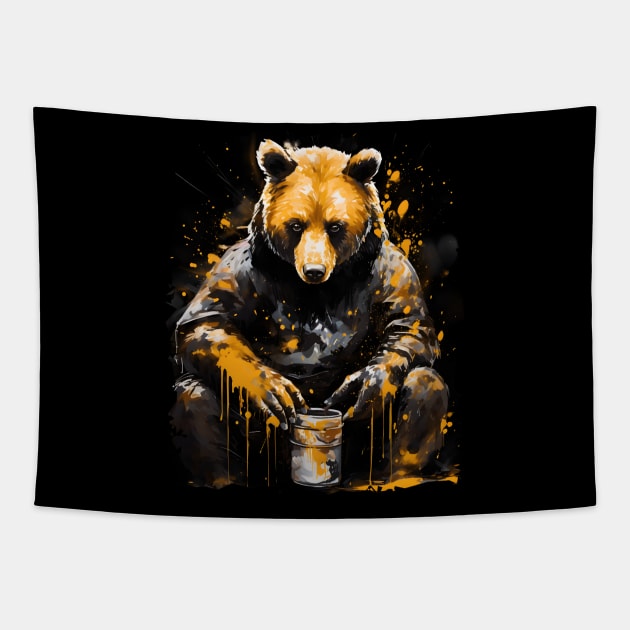 Brown Bear Eating Honey Tapestry by ArtisticCorner