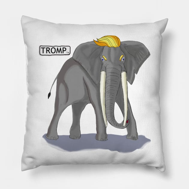 Meet TROMP: An American Bull Elephant Pillow by VinnyDee78