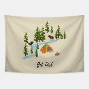 Get lost camping, moose at the river Tapestry