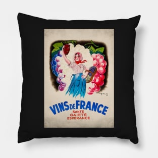 Retro poster - pub - vintage - france wine - Pillow