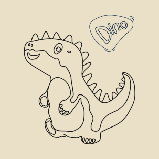 line art illustration of a dinosaur T-Shirt