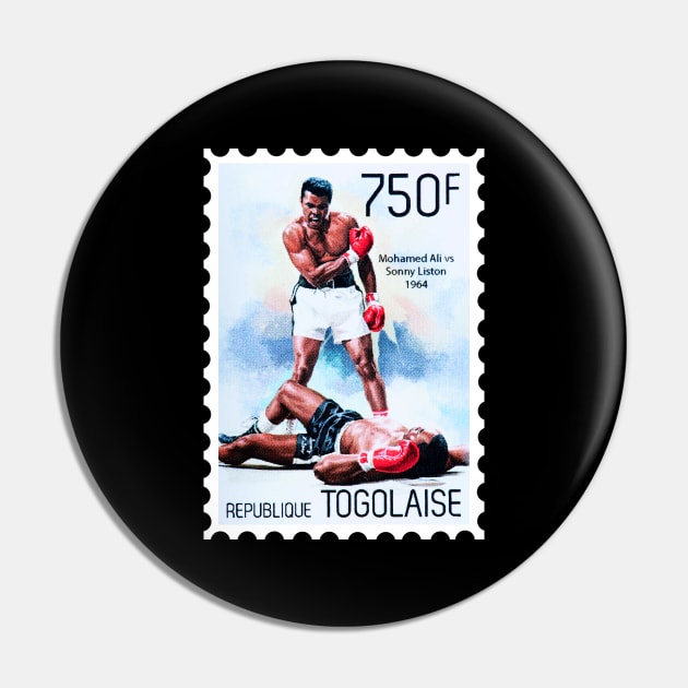 Muhammad Ali Postage Stamp Pin by VintCam