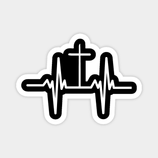 Christian Cross Heart Beat Vital Signs Design Magnet