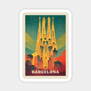 Barcelona Retro Travel Magnet