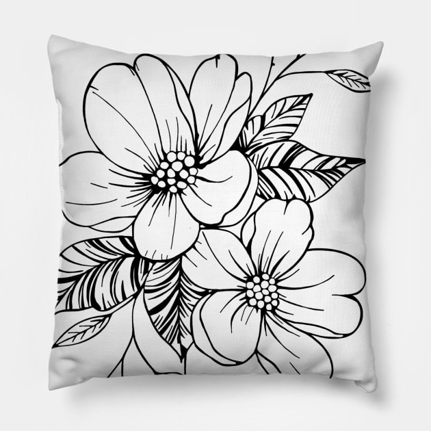 Floral Outline Pillow by Klthomas14