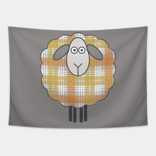 Scottish Metallic Tone Christmas Tartan Patterned Sheep Tapestry