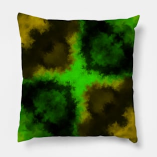 Smoke Kaleidoscope Green and Yellow Pillow