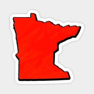 Bright Red Minnesota Outline Magnet