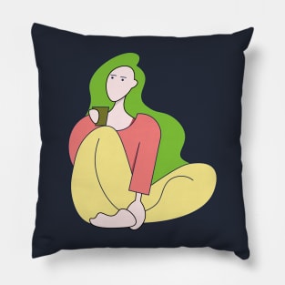 Office lady on Sunday morning Pillow
