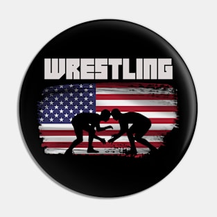 Wrestling USA Flag Pin