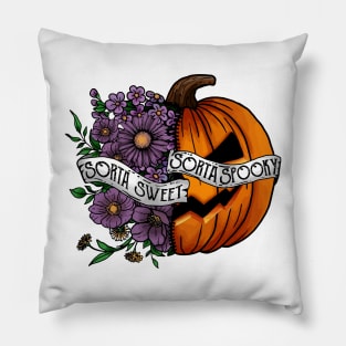 Sorta Sweet Sorta Spooky, Vintage Halloween, Flower Pumpkin Pillow